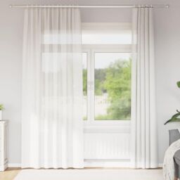 Berkfield Home Voile Curtains with Rod Pockets 2 pcs White - thumbnail 1