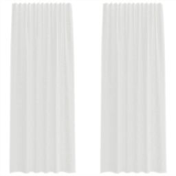 Berkfield Home Voile Curtains with Rod Pockets 2 pcs White - thumbnail 2