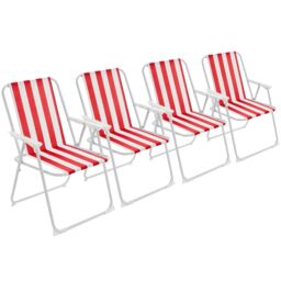 Harbour Housewares Folding Metal Beach Chairs Pack of 4 in Red - thumbnail 1