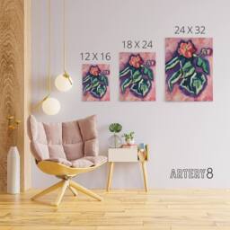 "Artery8 Pink Begonias Abstract Painting Hartley Canvas Wall Art - Size: W18"" x H24""" - thumbnail 4