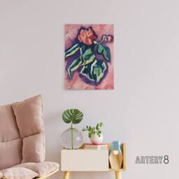 "Artery8 Pink Begonias Abstract Painting Hartley Canvas Wall Art - Size: W18"" x H24""" - thumbnail 3