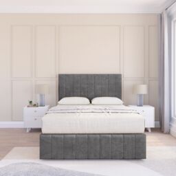 "Sloomy California Plush Bed Set, No Drawers Mattress & 54"" Headboard in Dark Grey - Size: Double" - thumbnail 2