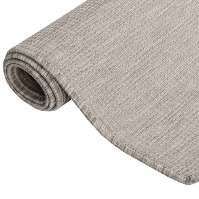 Berkfield Home Outdoor Flatweave Rug 100x200 cm Taupe - Size: Medium - image 1