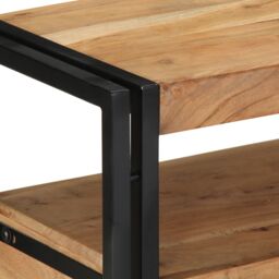 Berkfield Home Console Table Black 90x33x75 cm Solid Acacia Wood & Metal in Brown - Size: 90 x 33 x 75 cm - thumbnail 8