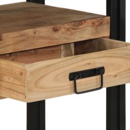 Berkfield Home Console Table Black 90x33x75 cm Solid Acacia Wood & Metal in Brown - Size: 90 x 33 x 75 cm - thumbnail 9