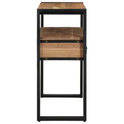 Berkfield Home Console Table Black 90x33x75 cm Solid Acacia Wood & Metal in Brown - Size: 90 x 33 x 75 cm - thumbnail 6