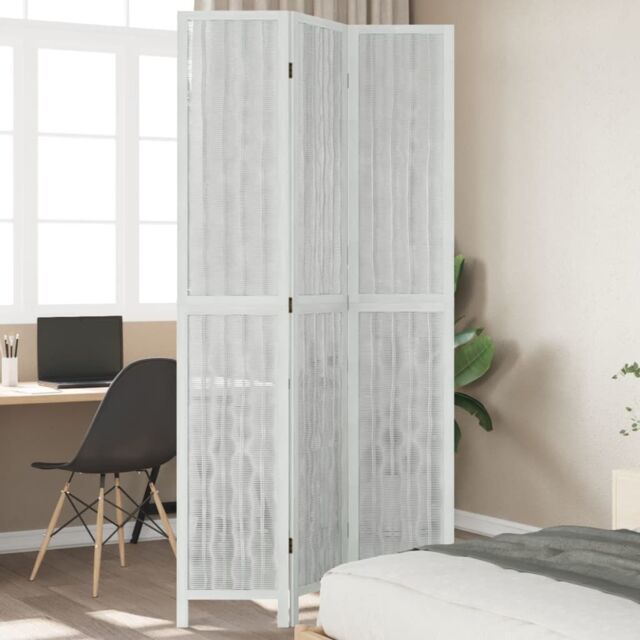 Berkfield Home Room Divider 3 Panels White Solid Wood Paulownia - image 1