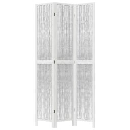 Berkfield Home Room Divider 3 Panels White Solid Wood Paulownia - thumbnail 4