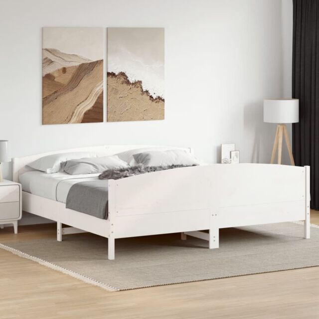 Berkfield Home Bed Frame without Mattress White 180x200 cm Super King Solid Wood Pine - image 1