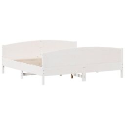 Berkfield Home Bed Frame without Mattress White 180x200 cm Super King Solid Wood Pine - thumbnail 3