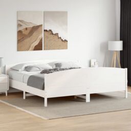 Berkfield Home Bed Frame without Mattress White 180x200 cm Super King Solid Wood Pine - thumbnail 1