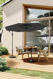 Living and Home Outdoor 3M Large Cantilever Parasol with Cross and Fillable Base in Black - thumbnail 2