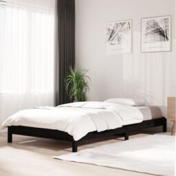 Berkfield Home Stack Bed Black 75x190 cm Small Single Solid Wood Pine - thumbnail 1