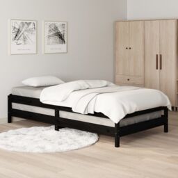Berkfield Home Stack Bed Black 75x190 cm Small Single Solid Wood Pine - thumbnail 4