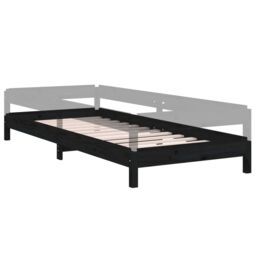 Berkfield Home Stack Bed Black 75x190 cm Small Single Solid Wood Pine - thumbnail 6