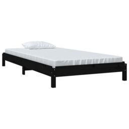 Berkfield Home Stack Bed Black 75x190 cm Small Single Solid Wood Pine - thumbnail 3