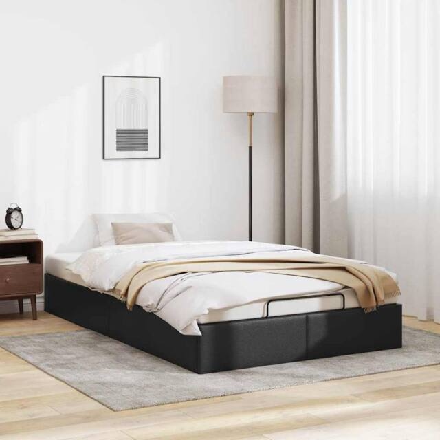 Berkfield Home Ottoman Bed Frame without Mattress Black Double Faux Leather - image 1
