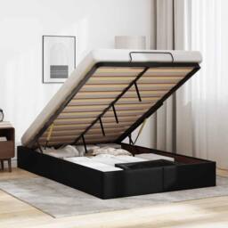 Berkfield Home Ottoman Bed Frame without Mattress Black Double Faux Leather - thumbnail 2