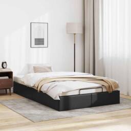 Berkfield Home Ottoman Bed Frame without Mattress Black Double Faux Leather - thumbnail 1
