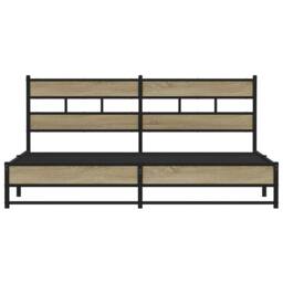 Berkfield Home Metal Bed Frame without Mattress Sonoma Oak 200x200 cm in Brown - thumbnail 4