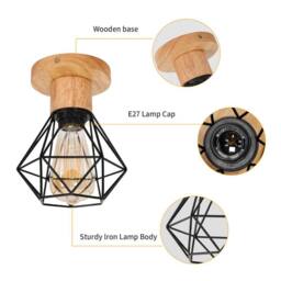 COMELY Industrial Ceiling Light, Ceiling Light Made of Wood & Metal, E27 - thumbnail 7