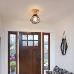 COMELY Industrial Ceiling Light, Ceiling Light Made of Wood & Metal, E27 - thumbnail 3