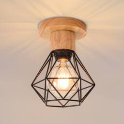 COMELY Industrial Ceiling Light, Ceiling Light Made of Wood & Metal, E27 - thumbnail 1