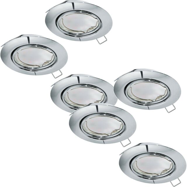 Loops 2 PACK 3 PACK Flush Adjustable Ceiling Downlight Chrome Steel 3x 5W GU10 in Metallics - image 1