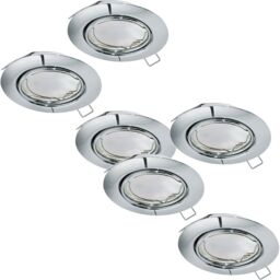 Loops 2 PACK 3 PACK Flush Adjustable Ceiling Downlight Chrome Steel 3x 5W GU10 in Metallics - thumbnail 1