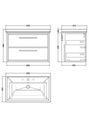 Balterley Bathroom Wall Hung 2-Drawer Vanity Unit, Fireclay Basin, Grey, 800mm in Grey - thumbnail 2