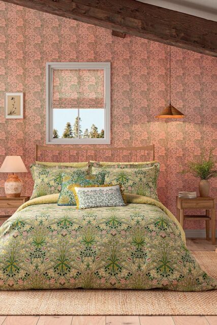 Morris & Co 'Hyacinth' Duvet Cotton Cover Set in Green - Size: Single - image 1