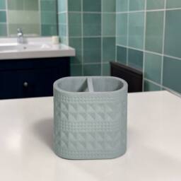 Showerdrape Maison Green/White Bathroom Accessory Set- Soap Dispenser & Toothbrush in Green - thumbnail 3