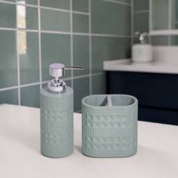 Showerdrape Maison Green/White Bathroom Accessory Set- Soap Dispenser & Toothbrush in Green