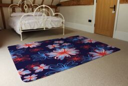 Benjamin Tate Design Red White & Blue Flower Print Rug in Natural - Size: Large - thumbnail 3