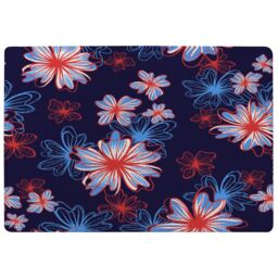 Benjamin Tate Design Red White & Blue Flower Print Rug in Natural - Size: Large - thumbnail 1