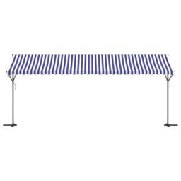Berkfield Home Free Standing Awning Blue & White 600x300 cm Fabric & Steel - thumbnail 3