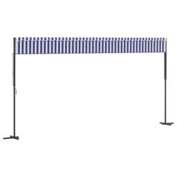 Berkfield Home Free Standing Awning Blue & White 600x300 cm Fabric & Steel - thumbnail 6
