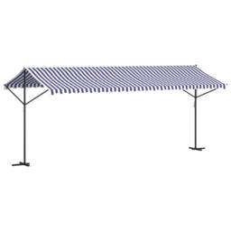 Berkfield Home Free Standing Awning Blue & White 600x300 cm Fabric & Steel - thumbnail 5