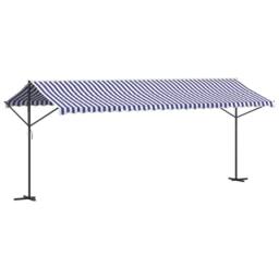 Berkfield Home Free Standing Awning Blue & White 600x300 cm Fabric & Steel - thumbnail 2