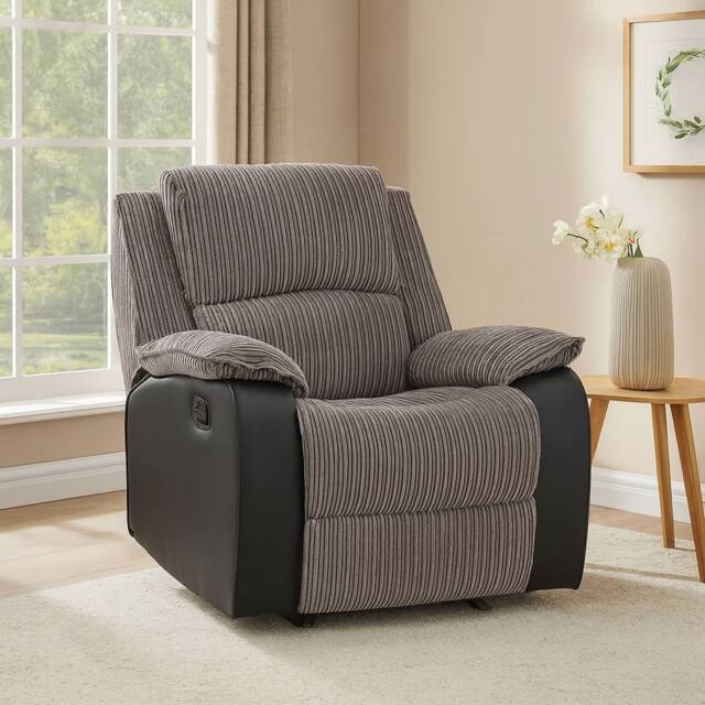 LUXURY LIFE Pembroke Manual Fabric Recliner Armchair in Jumbo Cord in Grey