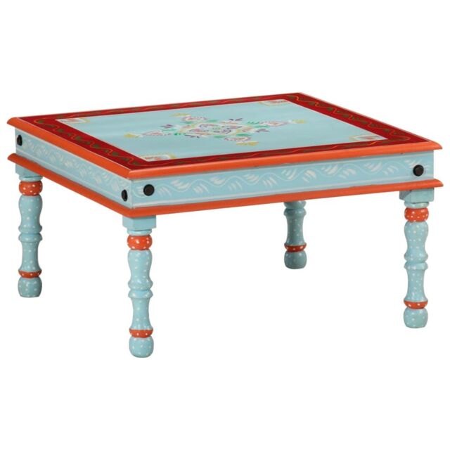 Berkfield Home Coffee Table Blue Hand Painted Solid Wood Mango - image 1