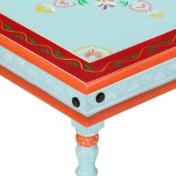 Berkfield Home Coffee Table Blue Hand Painted Solid Wood Mango - thumbnail 4