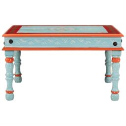 Berkfield Home Coffee Table Blue Hand Painted Solid Wood Mango - thumbnail 2