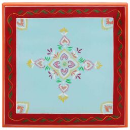 Berkfield Home Coffee Table Blue Hand Painted Solid Wood Mango - thumbnail 3