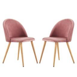 Life Interiors Lucia Dining Set Round White Table + 2 Velvet Dining Chairs in Pink - thumbnail 5