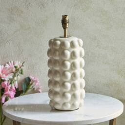 Netlighting Bobble White Table Lamp Blue Fabric Ikat Shade 35cm B22 - thumbnail 5