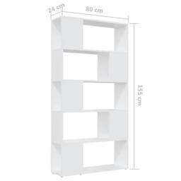 Berkfield Home Classic Book Cabinet Room Divider White 80x24x155 cm Engineered Wood - Size: 80 x 24 x 155 cm - thumbnail 7
