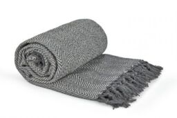 New Edge Blinds Hartley Collection Cotton Throw in Grey - Size: 228 cm x 254 cm - thumbnail 4