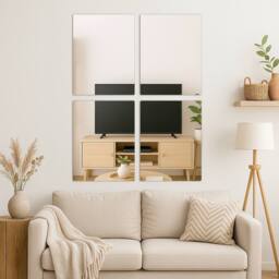 Harbour Housewares Self Adhesive Glass Wall Mirrors - 30 x 40cm - Pack of 4 in Silver - Size: 30 x 40 cm - thumbnail 2