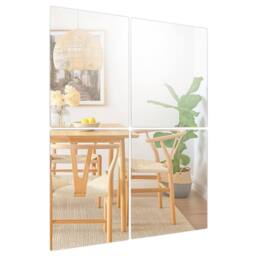 Harbour Housewares Self Adhesive Glass Wall Mirrors - 30 x 40cm - Pack of 4 in Silver - Size: 30 x 40 cm